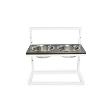 Миски с регулируемой высотой со столешницей из натурального дерева  Lift Brown Wood + White 42x21cm / 0,75 л