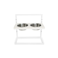 Миски с регулируемой высотой со столешницей из камня Lift White Stone + White 42x21cm / 0,75 л