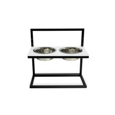 Миски с регулируемой высотой со столешницей из камня Lift White Stone + Black M 42x21cm / 0,75 л