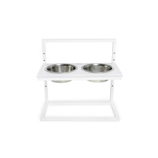 Миски с регулируемой высотой со столешницей из натурального дерева Lift White Wood + White 42x21cm / 0,75 л