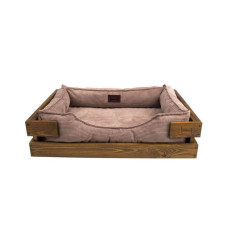 Лежак Dreamer Nature + Cacao Velvet с деревянным каркасом