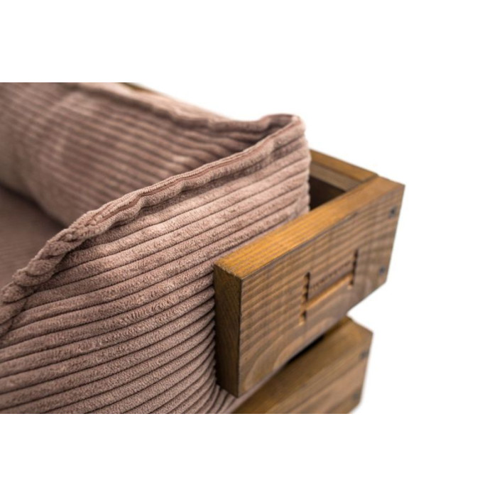 Лежак Dreamer Nature + Cacao Velvet із дерев'яним каркасом