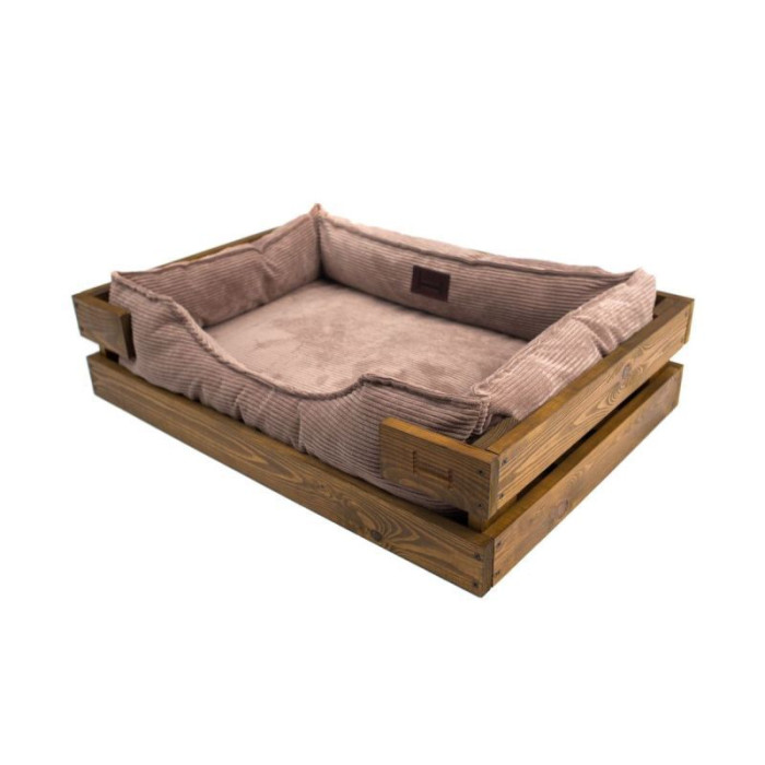 Лежак Dreamer Nature + Cacao Velvet із дерев'яним каркасом