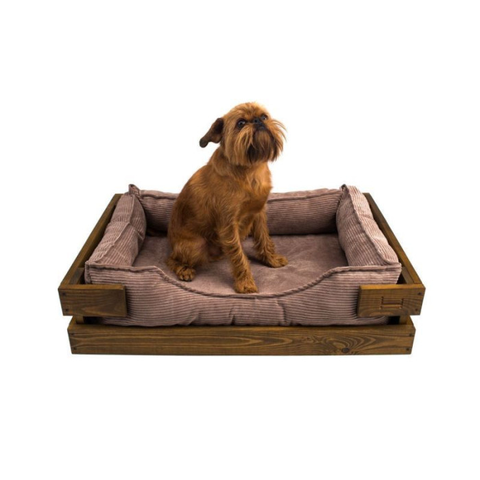 Лежак Dreamer Nature + Cacao Velvet із дерев'яним каркасом