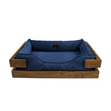 Лежак Dreamer Nature + Denim Velvet с деревянным каркасом