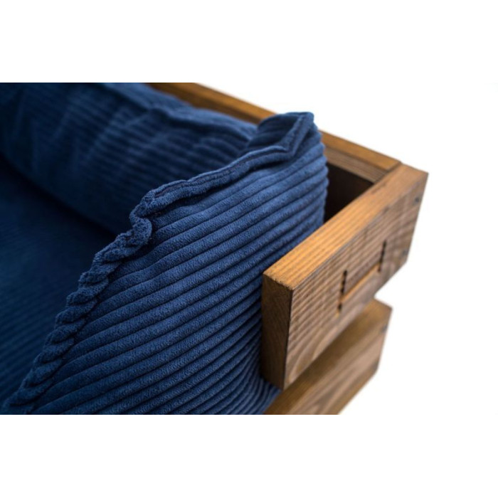 Лежак Dreamer Nature + Denim Velvet із дерев'яним каркасом