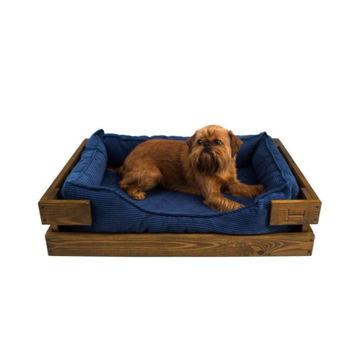 Лежак Dreamer Nature + Denim Velvet із дерев'яним каркасом