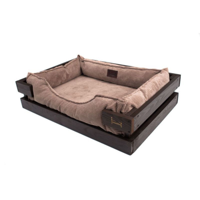 Лежак Dreamer Brown + Cacao Velvet із дерев'яним каркасом