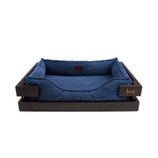 Лежак Dreamer Brown + Denim Velvet с деревянным каркасом