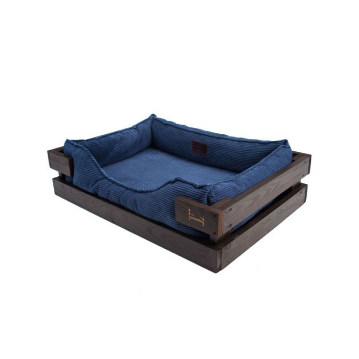 Лежак Dreamer Brown + Denim Velvet с деревянным каркасом