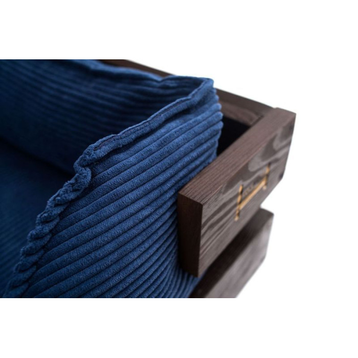 Лежак Dreamer Brown + Denim Velvet с деревянным каркасом