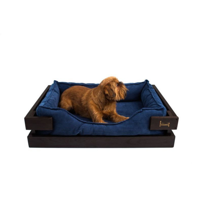 Лежак Dreamer Brown + Denim Velvet с деревянным каркасом