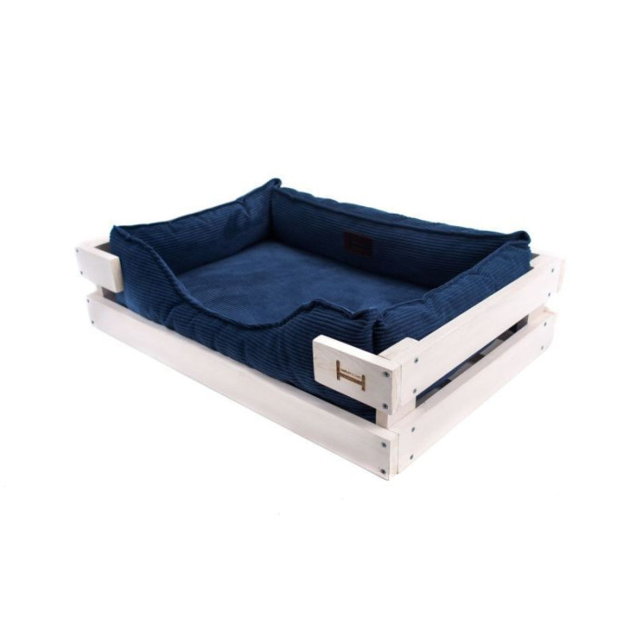 Лежак Dreamer White + Denim Velvet із дерев'яним каркасом