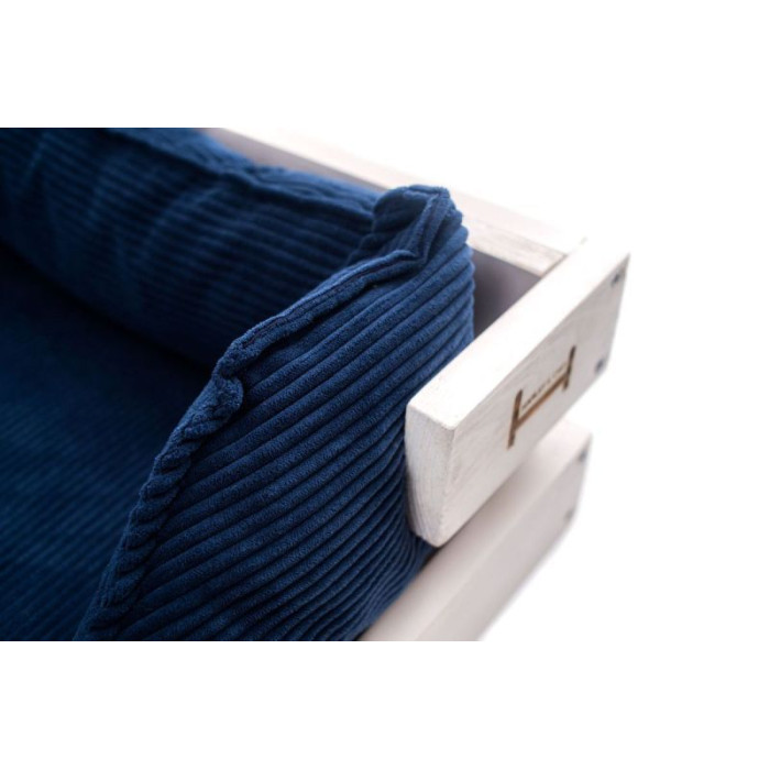 Лежак Dreamer White + Denim Velvet із дерев'яним каркасом