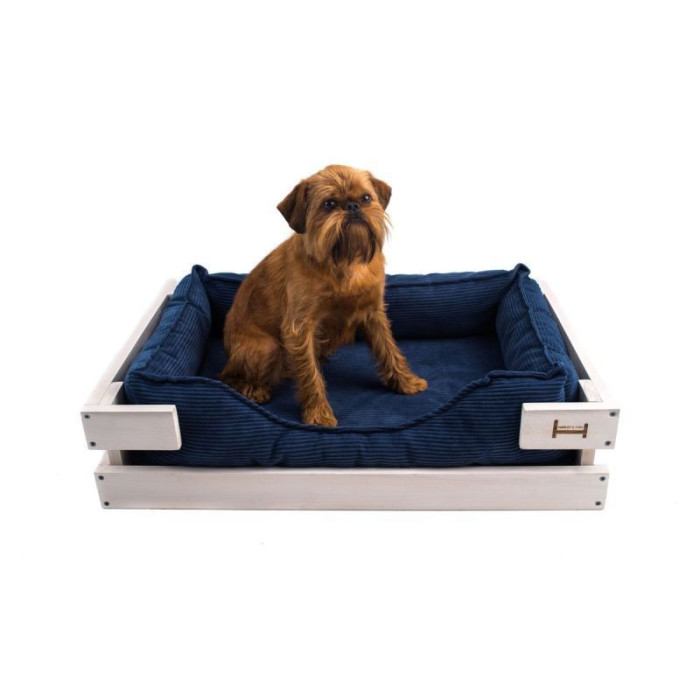 Лежак Dreamer White + Denim Velvet із дерев'яним каркасом