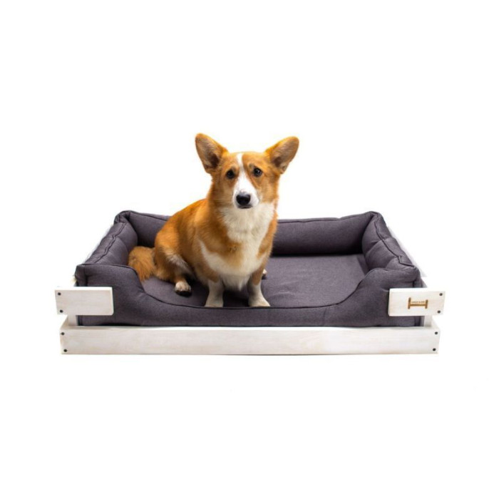 Лежак Dreamer White-Gray з дерев'яним каркасом