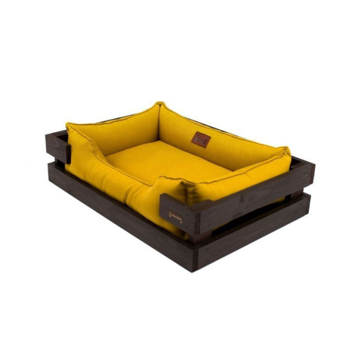 Лежак Dreamer Brown-Mustard с деревянным каркасом