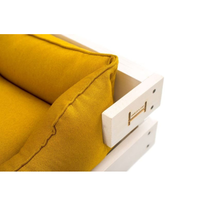 Лежак Dreamer White-Mustard з дерев'яним каркасом