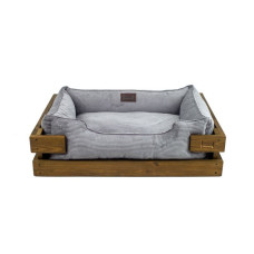 Лежак Dreamer Nature + Gray Velvet с деревянным каркасом