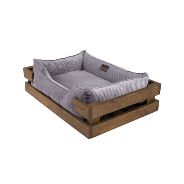 Лежак Dreamer Nature + Gray Velvet із дерев'яним каркасом