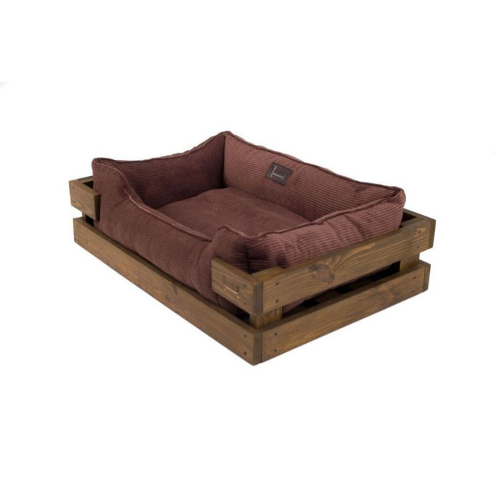 Лежак Dreamer Nature + Brown Velvet із дерев'яним каркасом