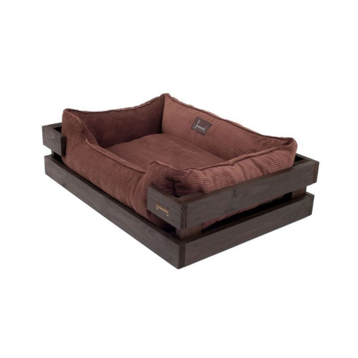 Лежак Dreamer Brown + Brown Velvet с деревянным каркасом