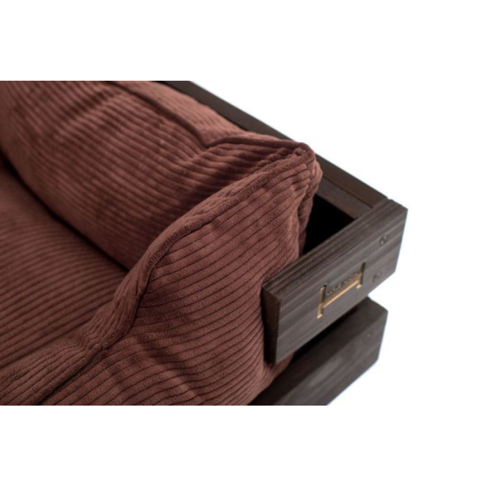 Лежак Dreamer Brown + Brown Velvet с деревянным каркасом