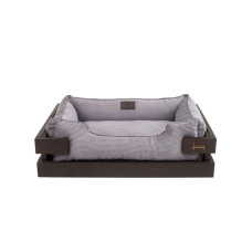 Лежак Dreamer Brown + Gray Velvet с деревянным каркасом