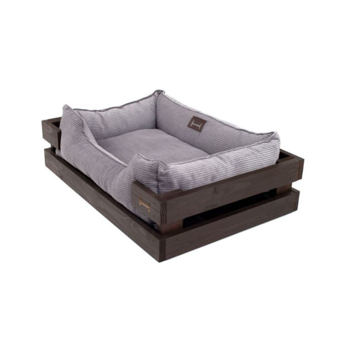 Лежак Dreamer Brown + Gray Velvet с деревянным каркасом