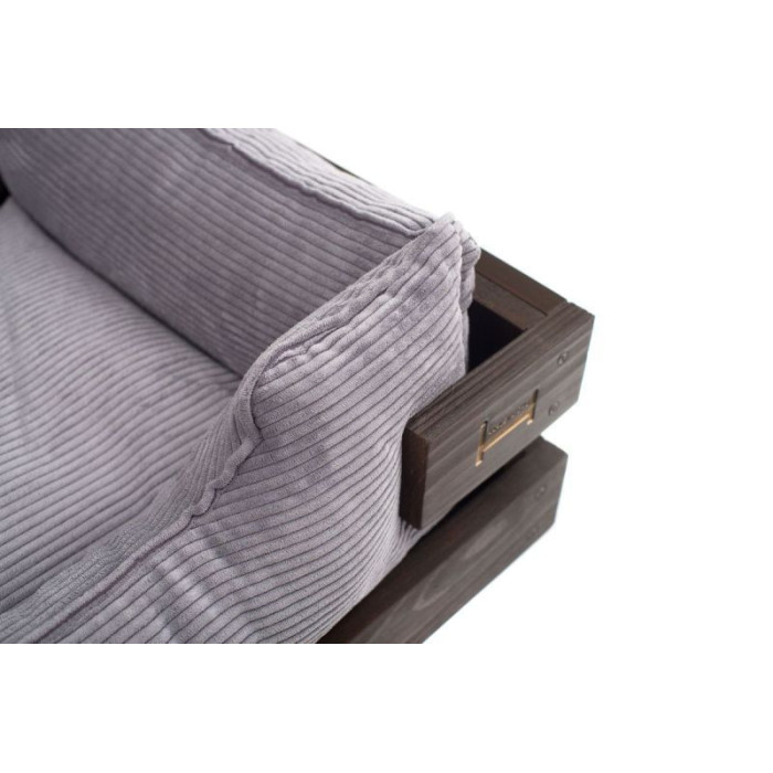 Лежак Dreamer Brown + Gray Velvet с деревянным каркасом