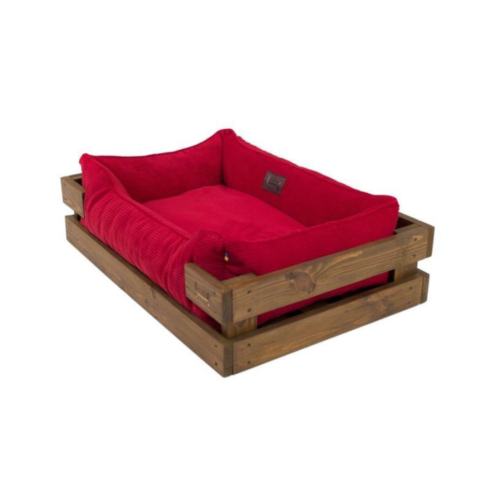 Лежак Dreamer Nature + Red Velvet с деревянным каркасом