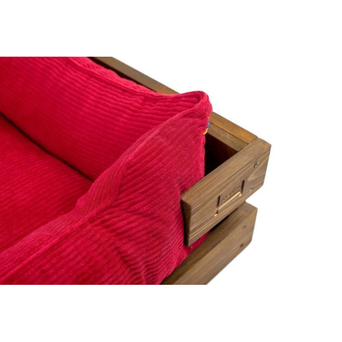 Лежак Dreamer Nature + Red Velvet с деревянным каркасом