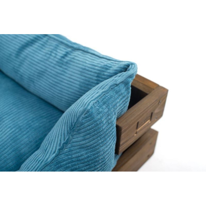 Лежак Dreamer Nature + Blue Velvet с деревянным каркасом