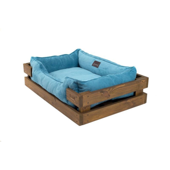 Лежак Dreamer Nature + Blue Velvet с деревянным каркасом