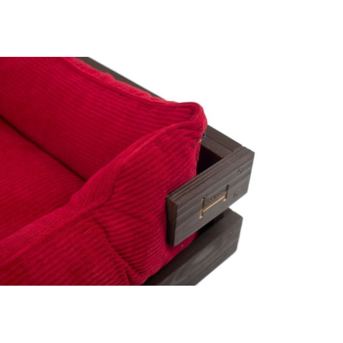 Лежак Dreamer Brown + Red Velvet із дерев'яним каркасом