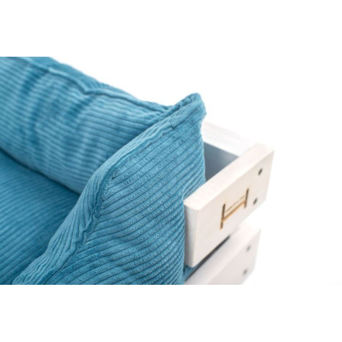 Лежак Dreamer White + Blue Velvet с деревянным каркасом