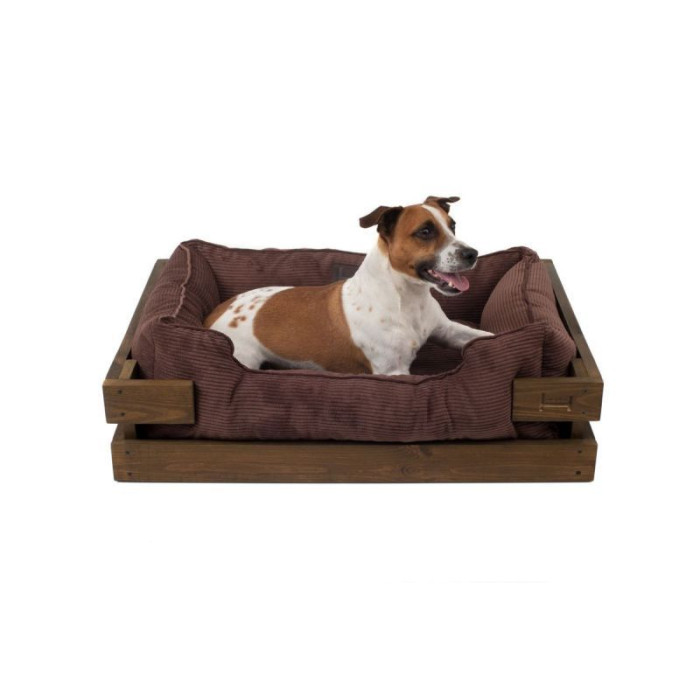 Лежак Dreamer Nature + Brown Velvet із дерев'яним каркасом