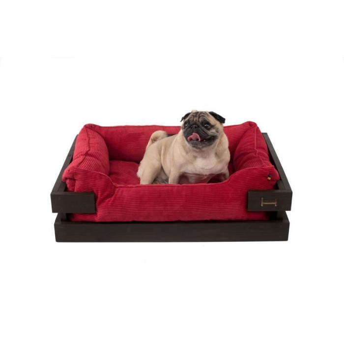 Лежак Dreamer Brown + Red Velvet із дерев'яним каркасом