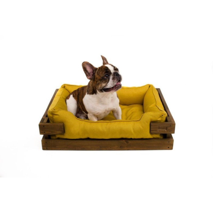 Лежак Dreamer Nature-Mustard с деревянным каркасом