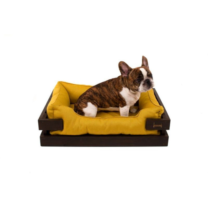 Лежак Dreamer Brown-Mustard с деревянным каркасом