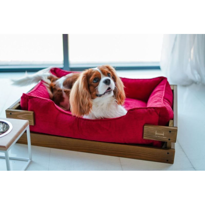 Лежак Dreamer Nature + Red Velvet с деревянным каркасом