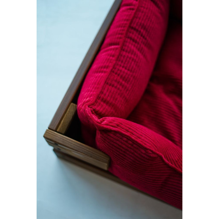 Лежак Dreamer Nature + Red Velvet с деревянным каркасом