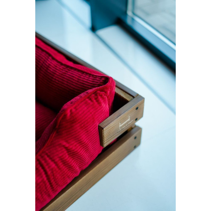 Лежак Dreamer Nature + Red Velvet с деревянным каркасом