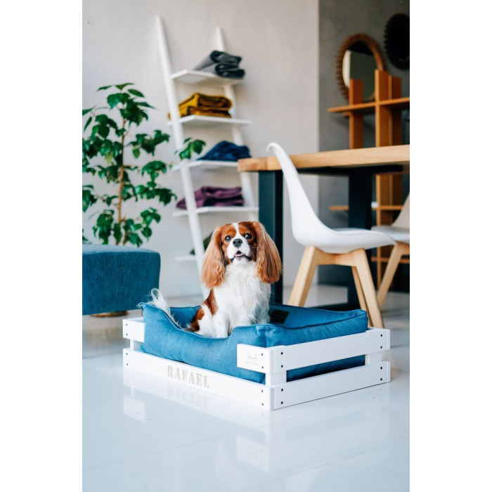 Лежак Dreamer White-Denim с деревянным каркасом