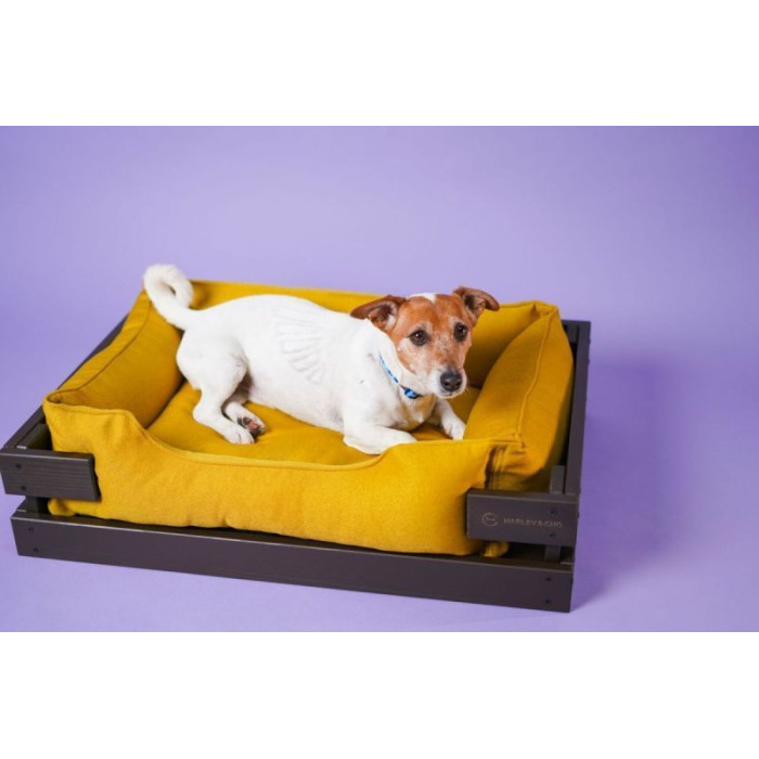 Лежак Dreamer Brown-Mustard с деревянным каркасом