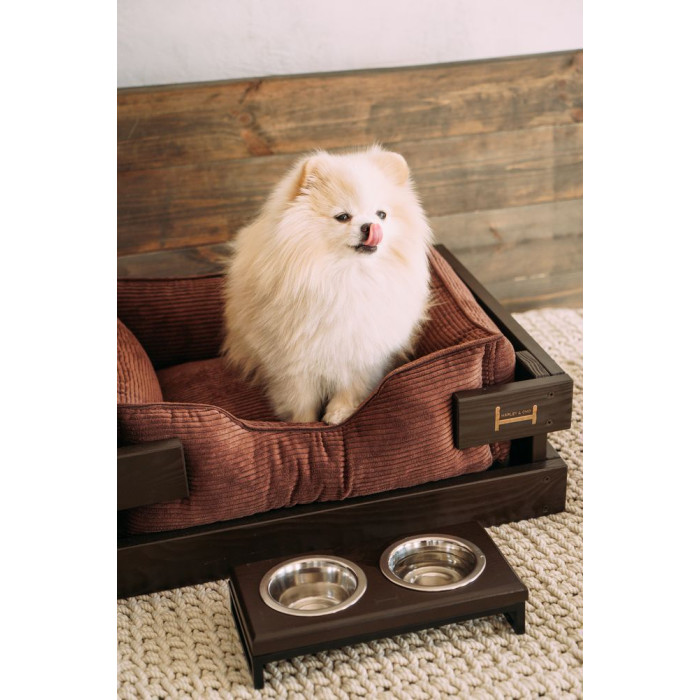 Лежак Dreamer Brown + Brown Velvet с деревянным каркасом