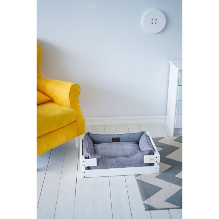 Лежак Dreamer White + Grey Velvet із дерев'яним каркасом