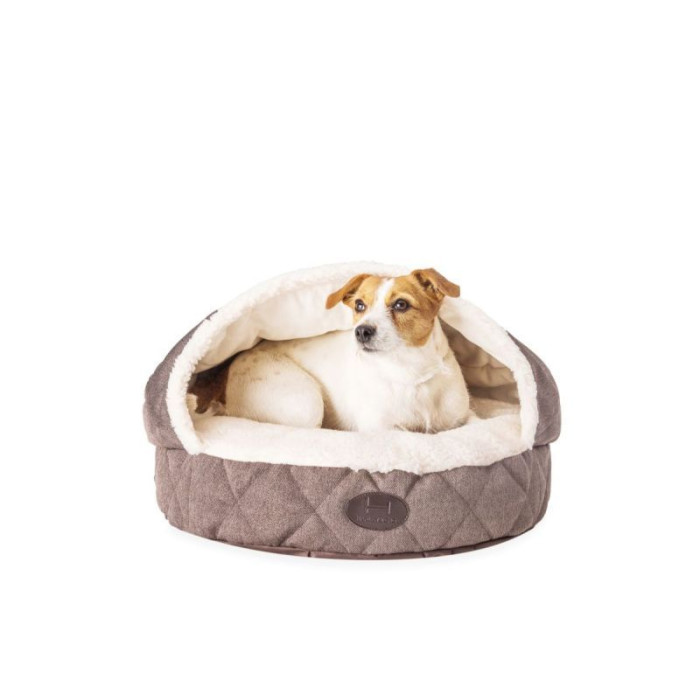 Круглый лежак с капюшоном Cover Brown M / 65 cm