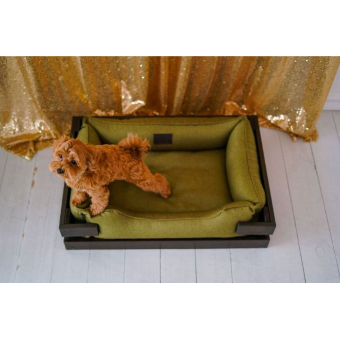 Лежак Dreamer Brown-Olive с деревянным каркасом