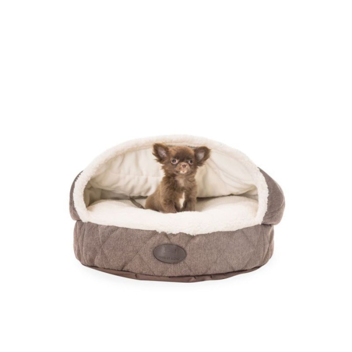 Круглый лежак с капюшоном Cover Brown M / 65 cm